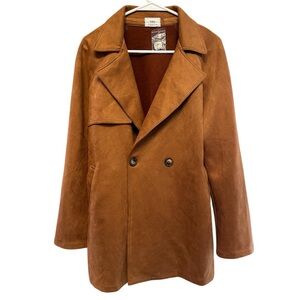 Have Women’s Tan Double-Breasted Faux Suede Pea Coat Size Large